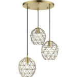 46593-01 3 Light Antique Brass Pendant-Lighting LumensPendant Lights