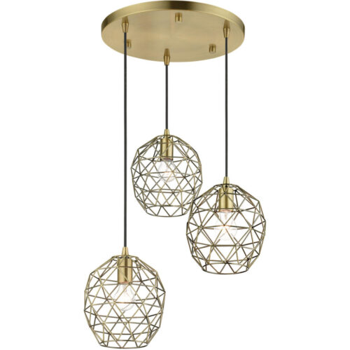 46593-01 3 Light Antique Brass Pendant-Lighting LumensPendant Lights