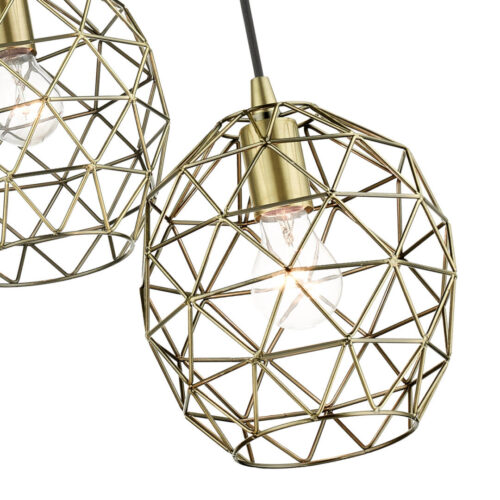 46593-01 3 Light Antique Brass Pendant-Lighting LumensPendant Lights