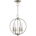 4 Light Brushed Nickel Chain Lantern/Ceiling Light fixture with Steel base material-Lighting LumensLantern