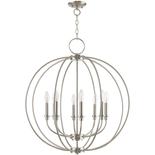 8 Light Brushed Nickel Chandelier with Steel base material-Lighting LumensChandeliers