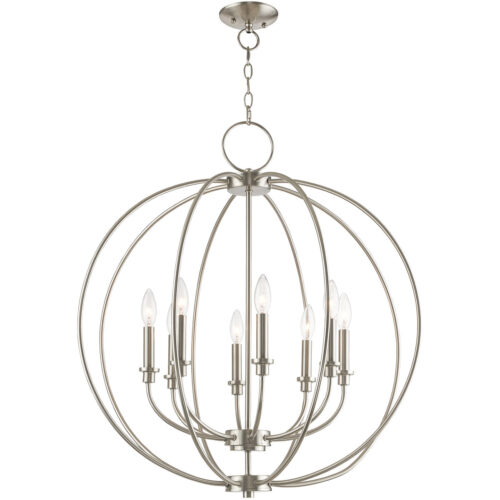 8 Light Brushed Nickel Chandelier with Steel base material-Lighting LumensChandeliers