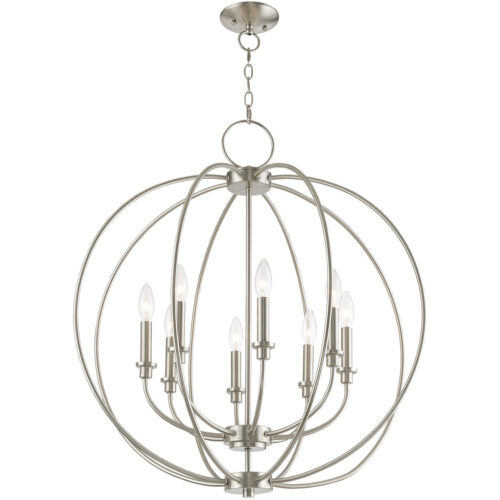 8 Light Brushed Nickel Chandelier with Steel base material-Lighting LumensChandeliers