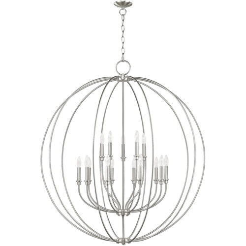 15 Light Brushed Nickel Foyer Chandelier with Steel base material-Lighting LumensChandeliers