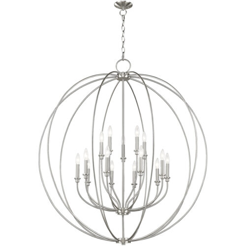 15 Light Brushed Nickel Foyer Chandelier with Steel base material-Lighting LumensChandeliers