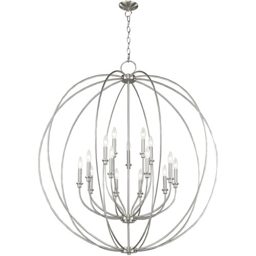 15 Light Brushed Nickel Foyer Chandelier with Steel base material-Lighting LumensChandeliers