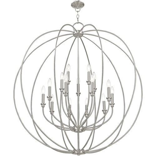 15 Light Brushed Nickel Foyer Chandelier with Steel base material-Lighting LumensChandeliers