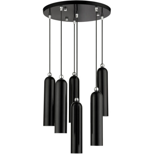 46756-68 6 Light Shiny Black Pendant-Lighting LumensPendant Lights