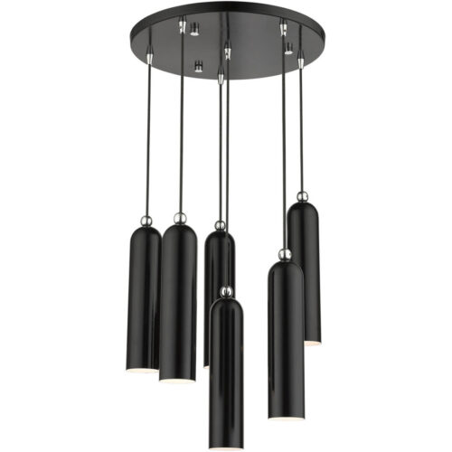 46756-68 6 Light Shiny Black Pendant-Lighting LumensPendant Lights