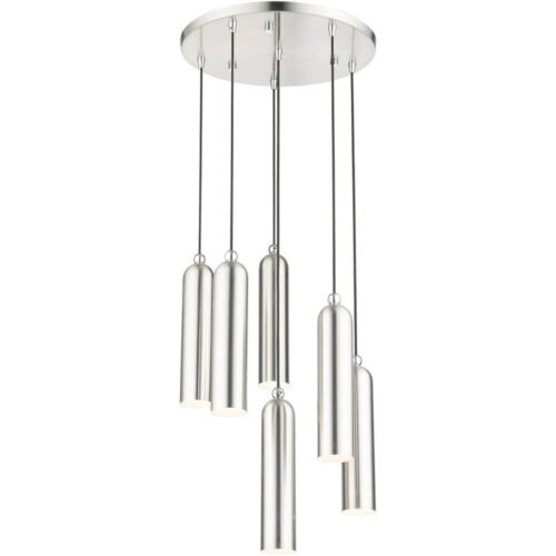 46756-91 6 Light Brushed Nickel Pendant-Lighting LumensPendant Lights