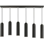 46757-68 6 Light Shiny Black Linear Pendant-Lighting LumensPendant Lights