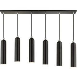 46757-68 6 Light Shiny Black Linear Pendant-Lighting LumensPendant Lights