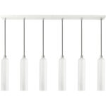 46757-69 6 Light Shiny White Finish  Linear Pendant-Lighting LumensPendant Lights