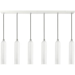 46757-69 6 Light Shiny White Finish  Linear Pendant-Lighting LumensPendant Lights