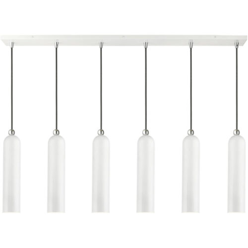 46757-69 6 Light Shiny White Finish  Linear Pendant-Lighting LumensPendant Lights