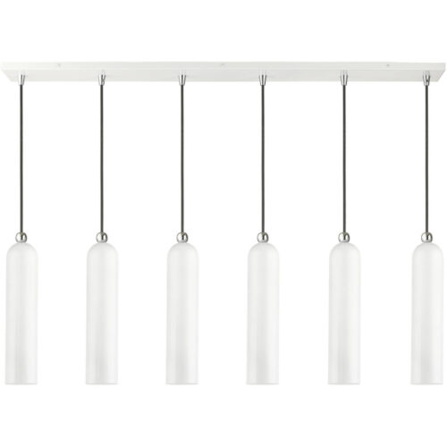 46757-69 6 Light Shiny White Finish  Linear Pendant-Lighting LumensPendant Lights