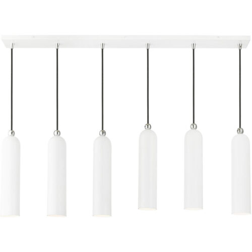 46757-69 6 Light Shiny White Finish  Linear Pendant-Lighting LumensPendant Lights