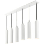 46757-69 6 Light Shiny White Finish  Linear Pendant-Lighting LumensPendant Lights