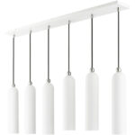 46757-69 6 Light Shiny White Finish  Linear Pendant-Lighting LumensPendant Lights