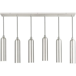 46757-91 6 Light Brushed Nickel Linear Pendant-Lighting LumensPendant Lights