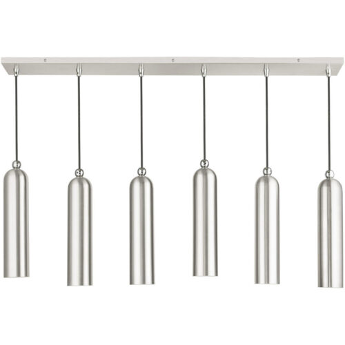 46757-91 6 Light Brushed Nickel Linear Pendant-Lighting LumensPendant Lights