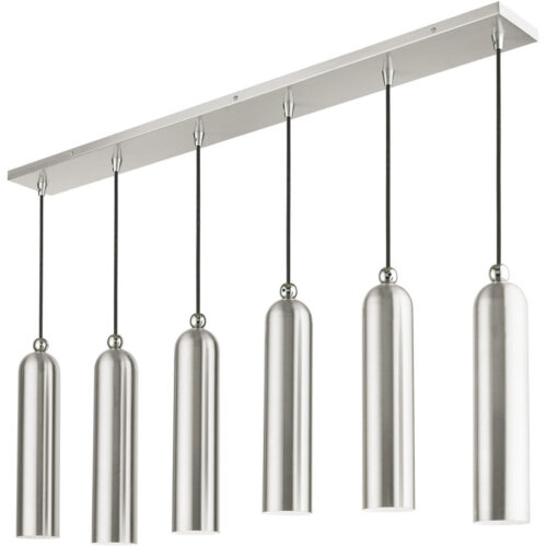 46757-91 6 Light Brushed Nickel Linear Pendant-Lighting LumensPendant Lights