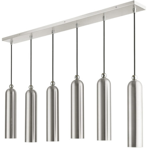 46757-91 6 Light Brushed Nickel Linear Pendant-Lighting LumensPendant Lights