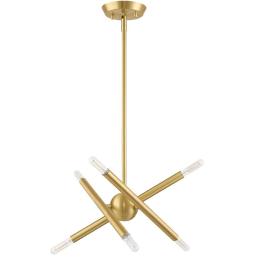 6 Light Satin Brass Mini Chandelier with Steel base material-Lighting LumensChandeliers