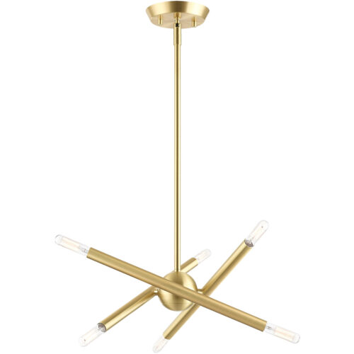 6 Light Satin Brass Mini Chandelier with Steel base material-Lighting LumensChandeliers