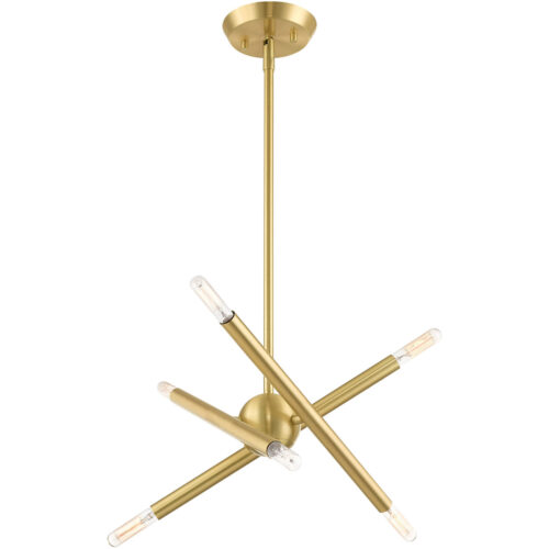 6 Light Satin Brass Mini Chandelier with Steel base material-Lighting LumensChandeliers