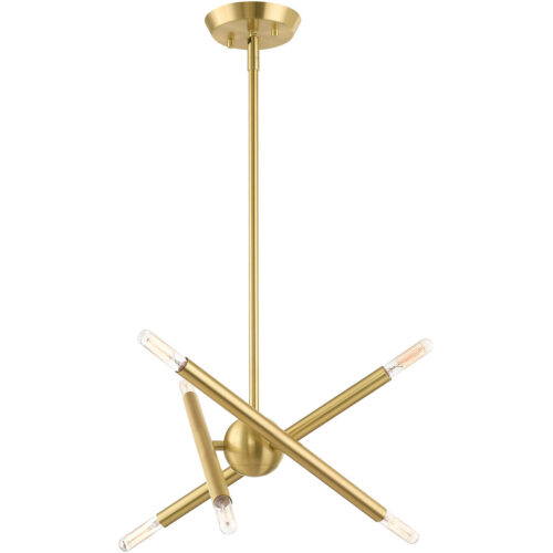 6 Light Satin Brass Mini Chandelier with Steel base material-Lighting LumensChandeliers