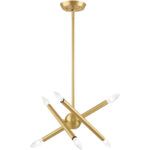 6 Light Satin Brass Mini Chandelier with Steel base material-Lighting LumensChandeliers