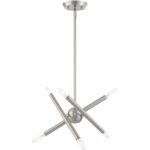 6 Light Brushed Nickel Mini Chandelier with Steel base material-Lighting LumensChandeliers