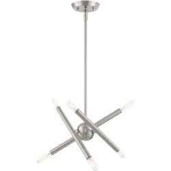 6 Light Brushed Nickel Mini Chandelier with Steel base material-Lighting LumensChandeliers