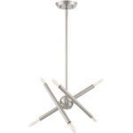 6 Light Brushed Nickel Mini Chandelier with Steel base material-Lighting LumensChandeliers