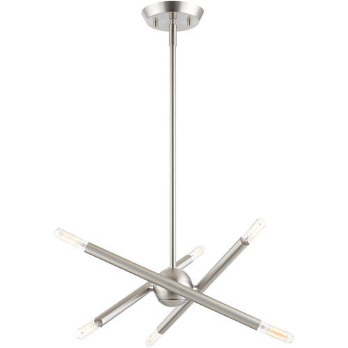 6 Light Brushed Nickel Mini Chandelier with Steel base material-Lighting LumensChandeliers