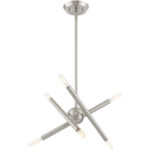 6 Light Brushed Nickel Mini Chandelier with Steel base material-Lighting LumensChandeliers