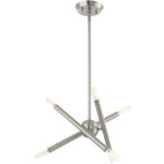 6 Light Brushed Nickel Mini Chandelier with Steel base material-Lighting LumensChandeliers