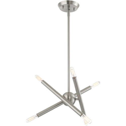 6 Light Brushed Nickel Mini Chandelier with Steel base material-Lighting LumensChandeliers