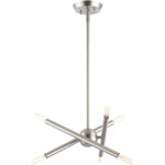 6 Light Brushed Nickel Mini Chandelier with Steel base material-Lighting LumensChandeliers