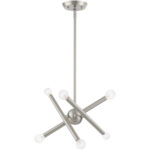 6 Light Brushed Nickel Mini Chandelier with Steel base material-Lighting LumensChandeliers