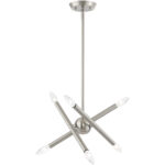 6 Light Brushed Nickel Mini Chandelier with Steel base material-Lighting LumensChandeliers