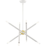 8 Light White Chandelier with Steel base material-Lighting LumensChandeliers