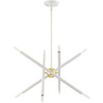 8 Light White Chandelier with Steel base material-Lighting LumensChandeliers