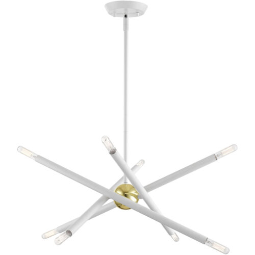 8 Light White Chandelier with Steel base material-Lighting LumensChandeliers