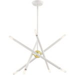 8 Light White Chandelier with Steel base material-Lighting LumensChandeliers