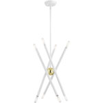 8 Light White Chandelier with Steel base material-Lighting LumensChandeliers