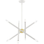 8 Light White Chandelier with Steel base material-Lighting LumensChandeliers