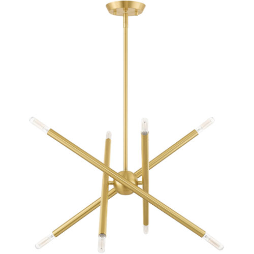 8 Light Satin Brass Chandelier with Steel base material-Lighting LumensChandeliers