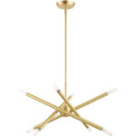 8 Light Satin Brass Chandelier with Steel base material-Lighting LumensChandeliers